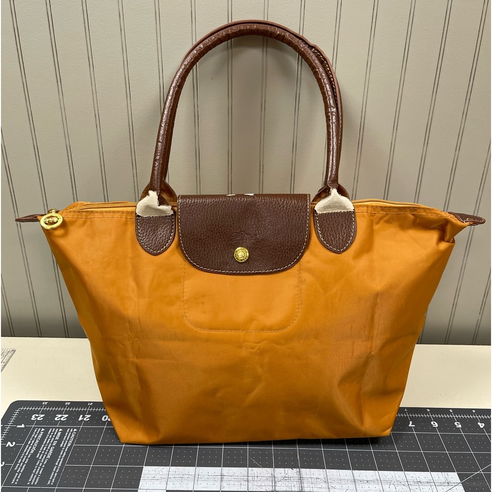 Longchamp Le Pliage Shoulder Zipper Top Tote Bag Yellow Orange Women's
